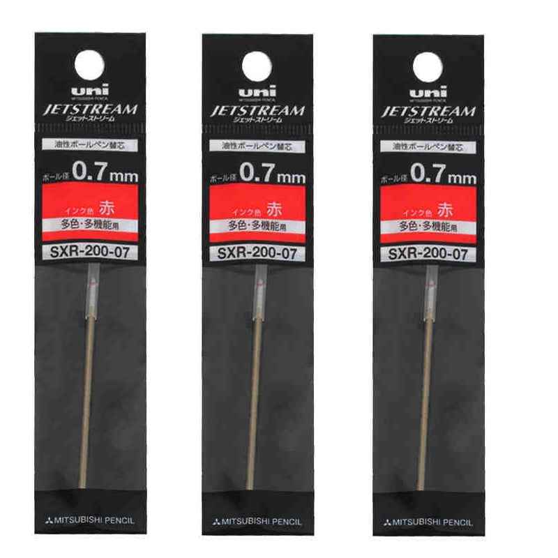 Uni SXR-200-07 Jetstream Ballpoint Multi Pen Refill - 0.7mm - 3 Pack 3 Red