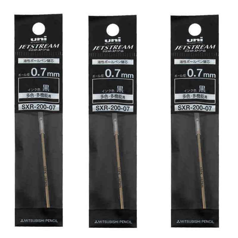 Uni SXR-200-07 Jetstream Ballpoint Multi Pen Refill - 0.7mm - 3 Pack 3 Black