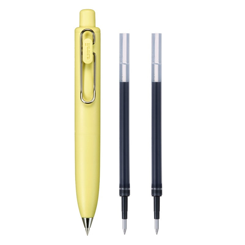 Mitsubishi Uni-ball One P Gel Ink Pen with 2 Refills 0.5MM Banana