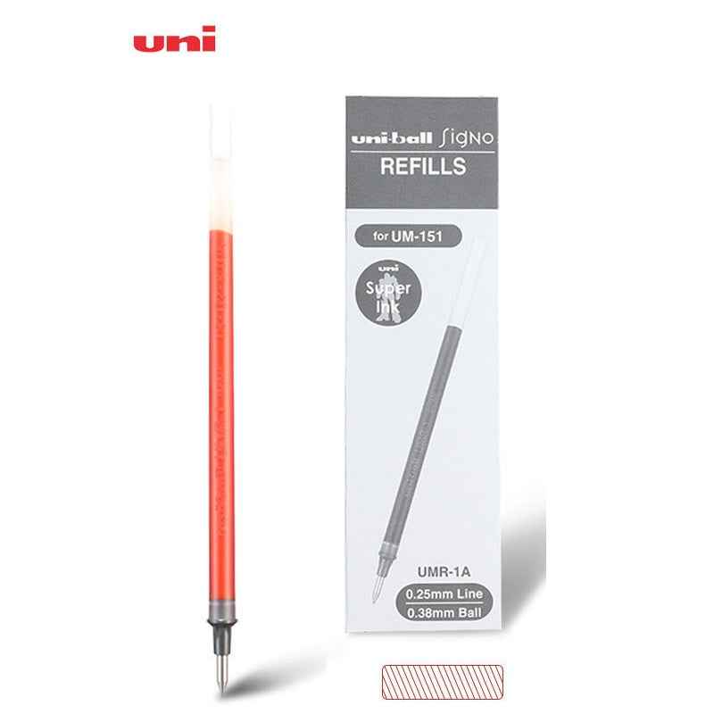 Uni-ball Signo UMR-1 Gel Pen Refill - 0.38mm - Black/Red/Blue - 12 Pack Red