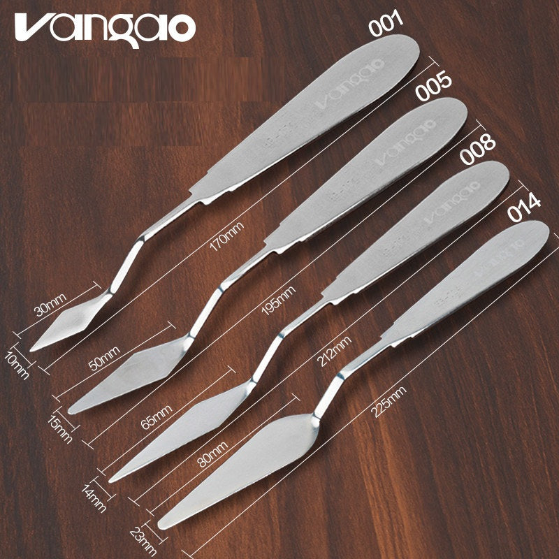 VANGAO Flexible All-Steel Palette Knives, 4-Piece Mixed-Size Set Set A
