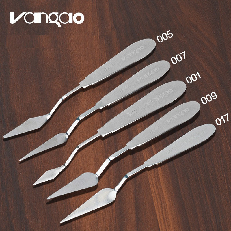 VANGAO Flexible All-Steel Palette Knives, 5-Piece Mixed-Size Set Set B
