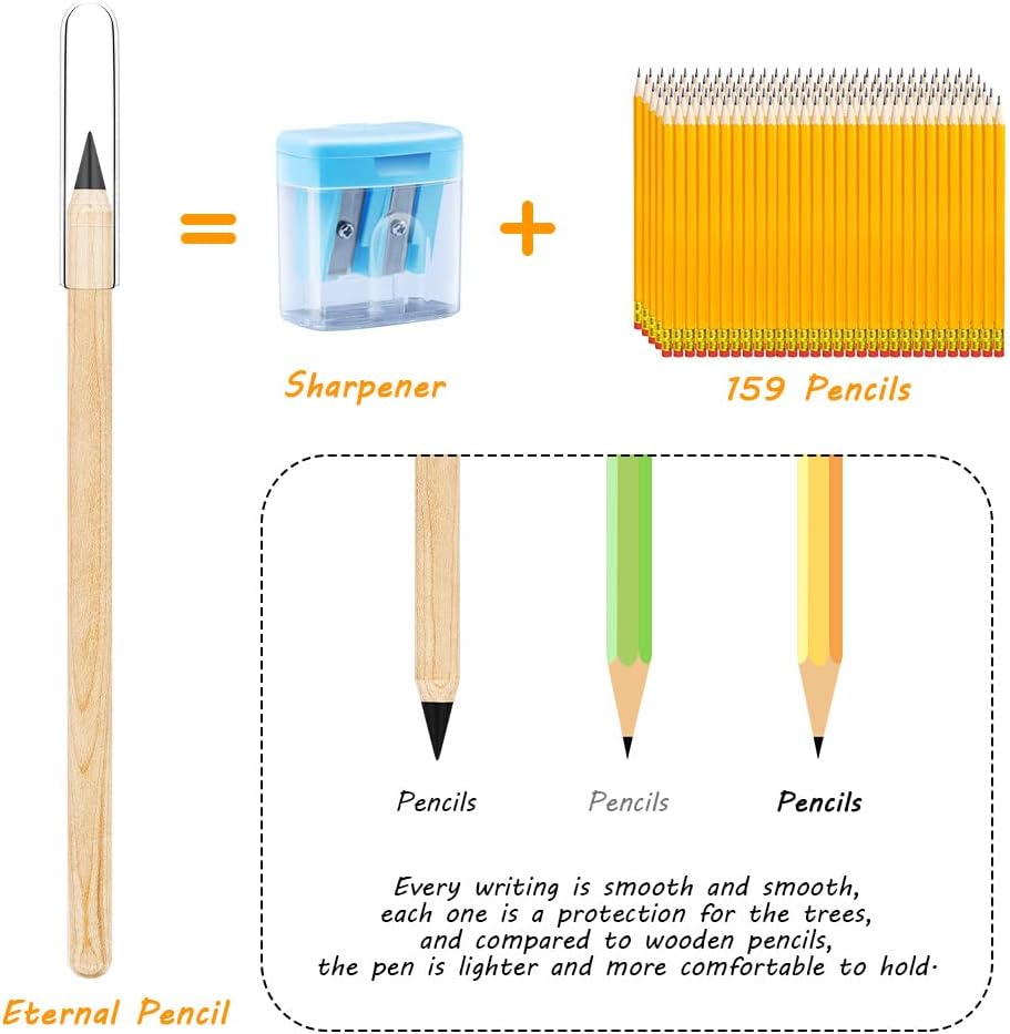 4pcs Solid Wood Inkless Infinity Everlasting Pencils
