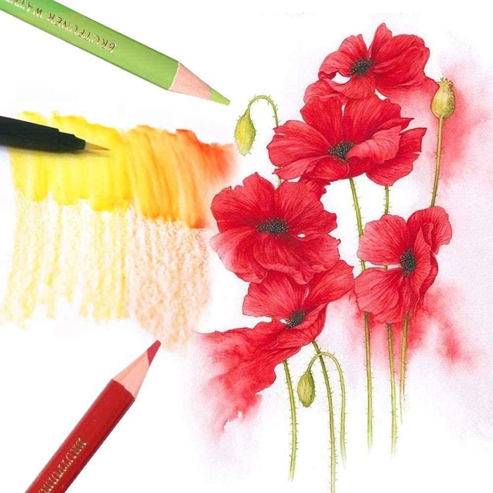 BRUTFUNER 72 Professional Watercolor Soluble Pencils Art Drawing Set