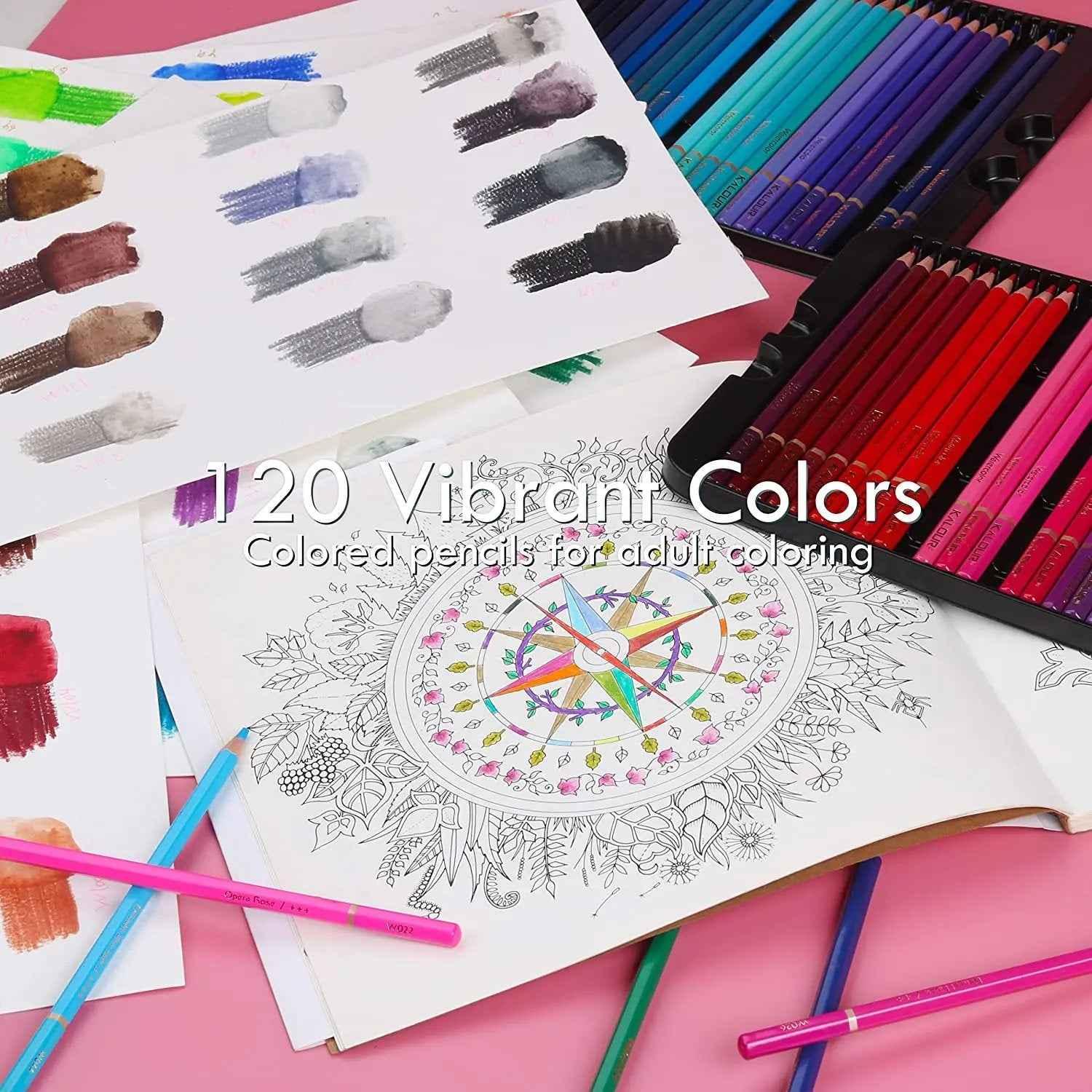 KALOUR 120 Premium Wet Dry Watercolor Pencils Set with 2 Brush