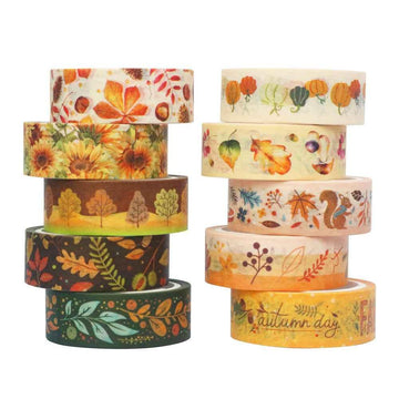 Autumn Day Washi Tape Set 10 Rolls 15mm x 5m