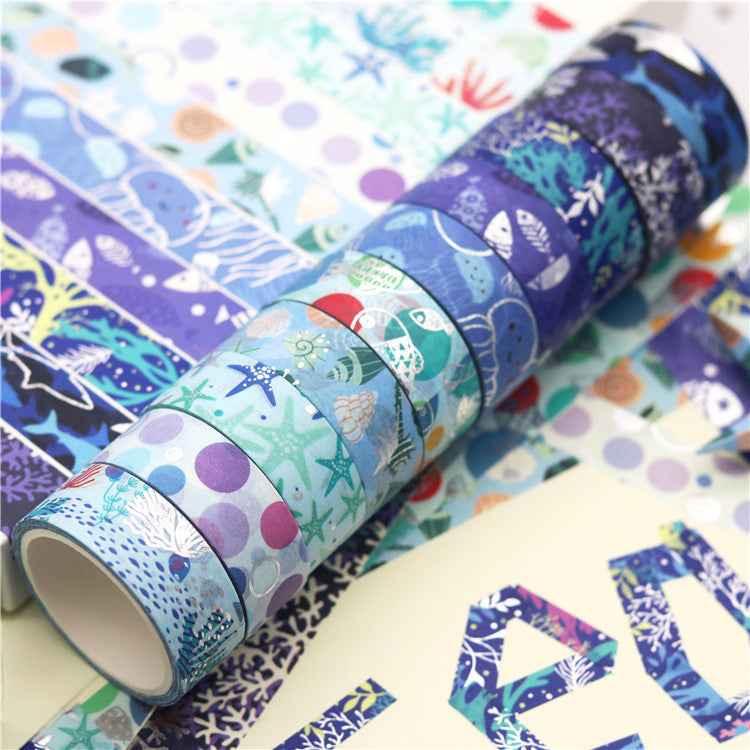 10 Rolls Blue Ocean Washi Tape Set 15mm x 4m
