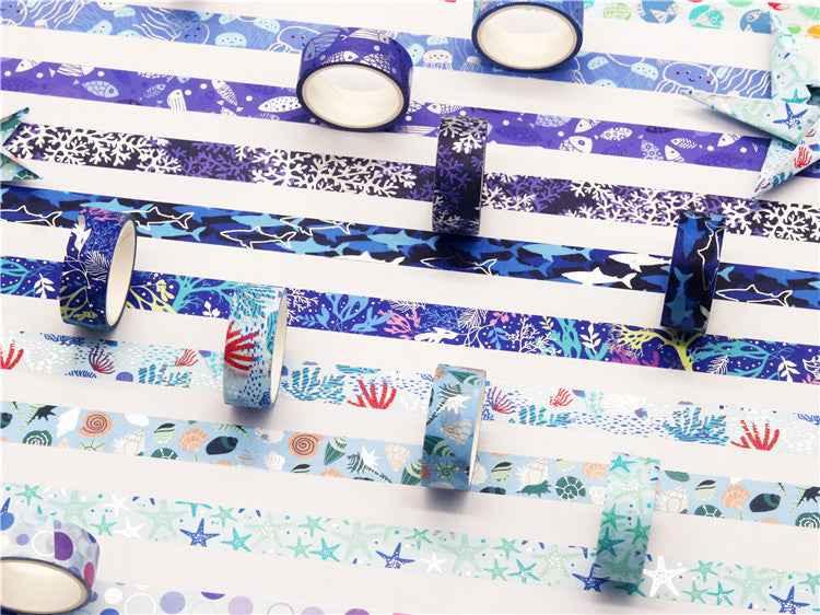 10 Rolls Blue Ocean Washi Tape Set 15mm x 4m