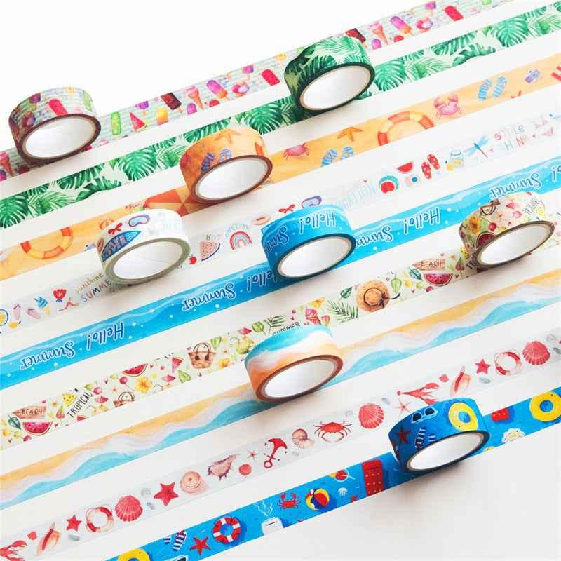 10 Rolls Hello Summer Washi Tape Set 15mm x 5m