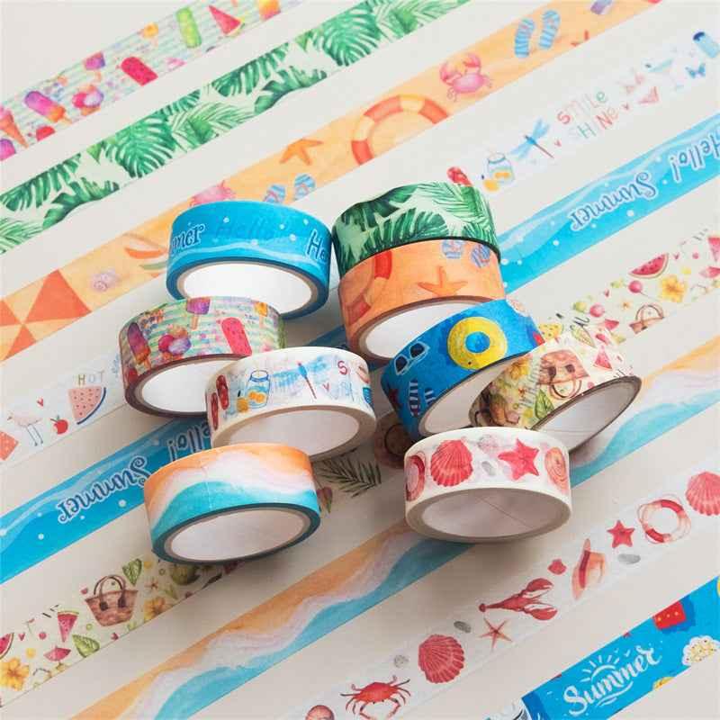 10 Rolls Hello Summer Washi Tape Set 15mm x 5m
