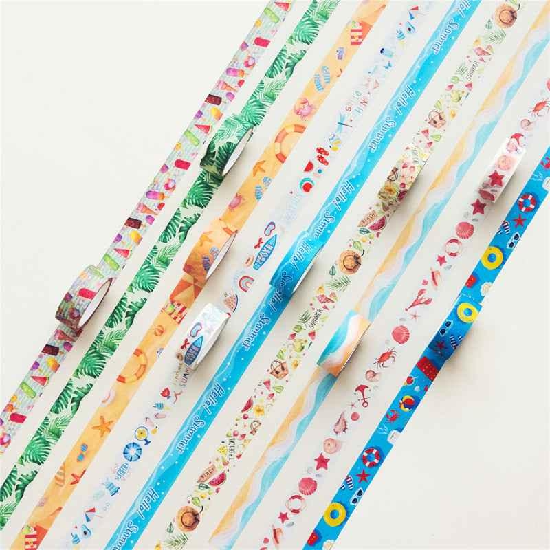 10 Rolls Hello Summer Washi Tape Set 15mm x 5m