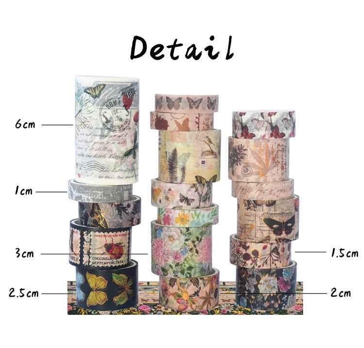 Vintage Butterfly Floral Washi Masking Tape Set 18 Rolls