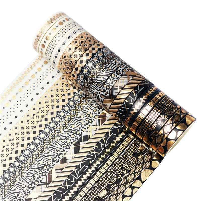 Slim Black Gold Washi Masking Tape Set 20 Rolls 7mm x 5m