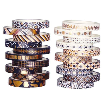 Slim Black Gold Washi Masking Tape Set 20 Rolls 7mm x 5m