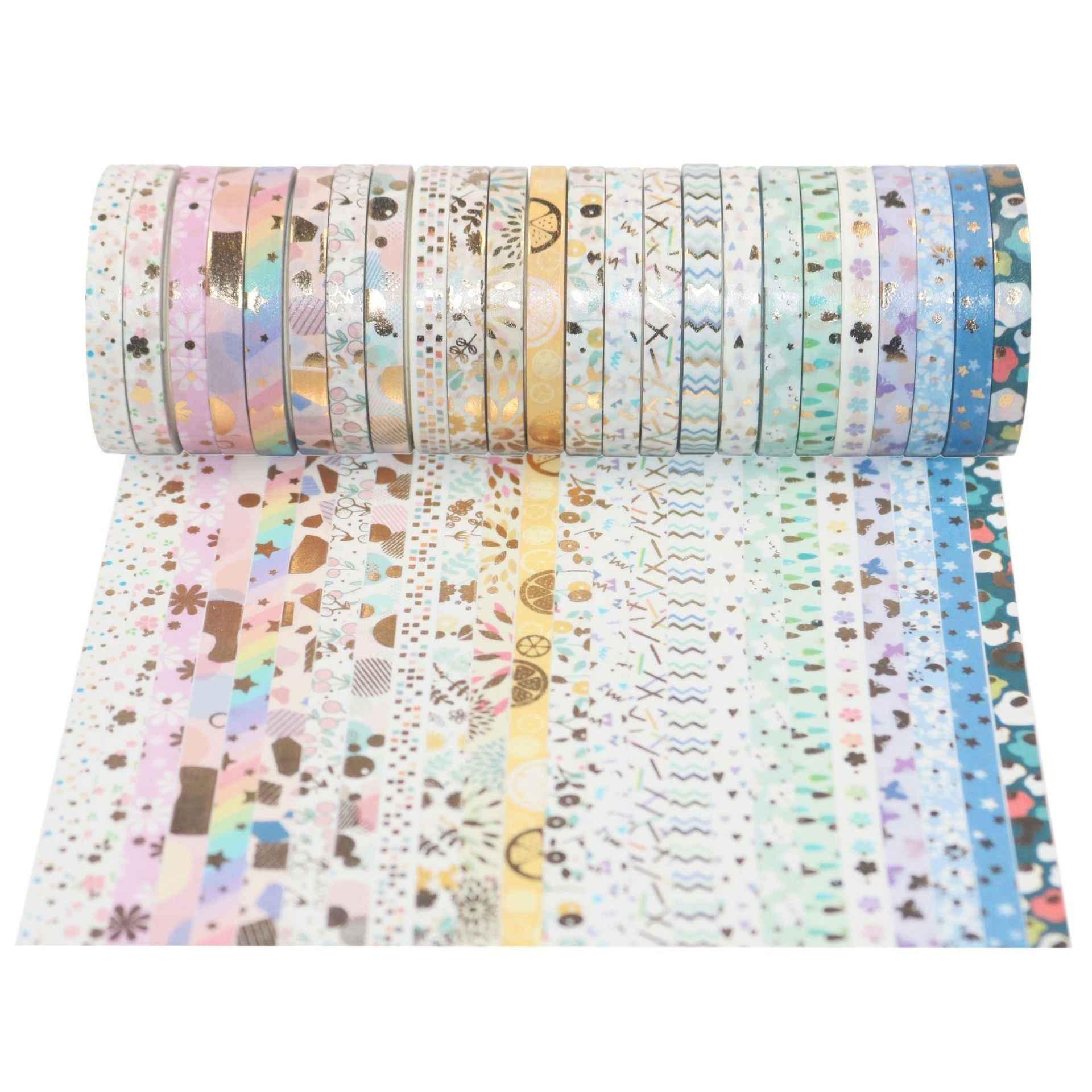 Skinny Gold Foil Washi Masking Tape Set 24 Rolls 5mm x 4m
