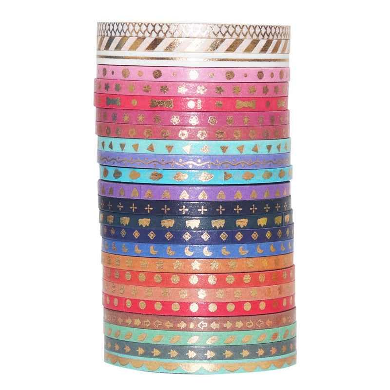 24 Rolls Skinny Washi Tape Set Slim 3mm x 5m
