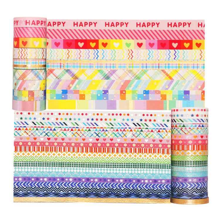 Rainbow Foil Washi Masking Tape Set 27 Rolls