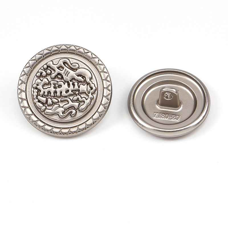 3/4 Zoll Metall-Knöpfe: Vorder- und Rückseite, silberfarben, Pferde-Wellen-Relief