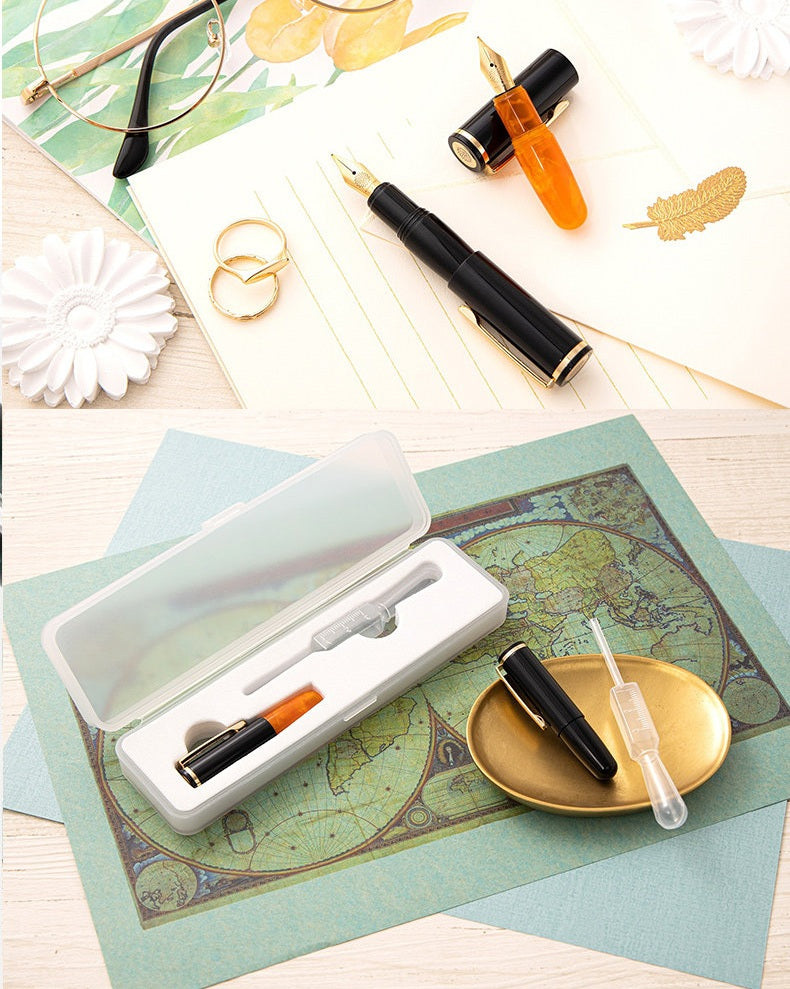 Wancher Super Mini Fountain Pen - 65mm Pocket Eyedropper Pen with Vivid Acrylic Barrel and Pipette