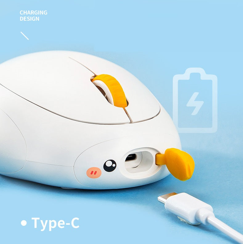 Cute White Big Duck Shaped Wireless Mouse