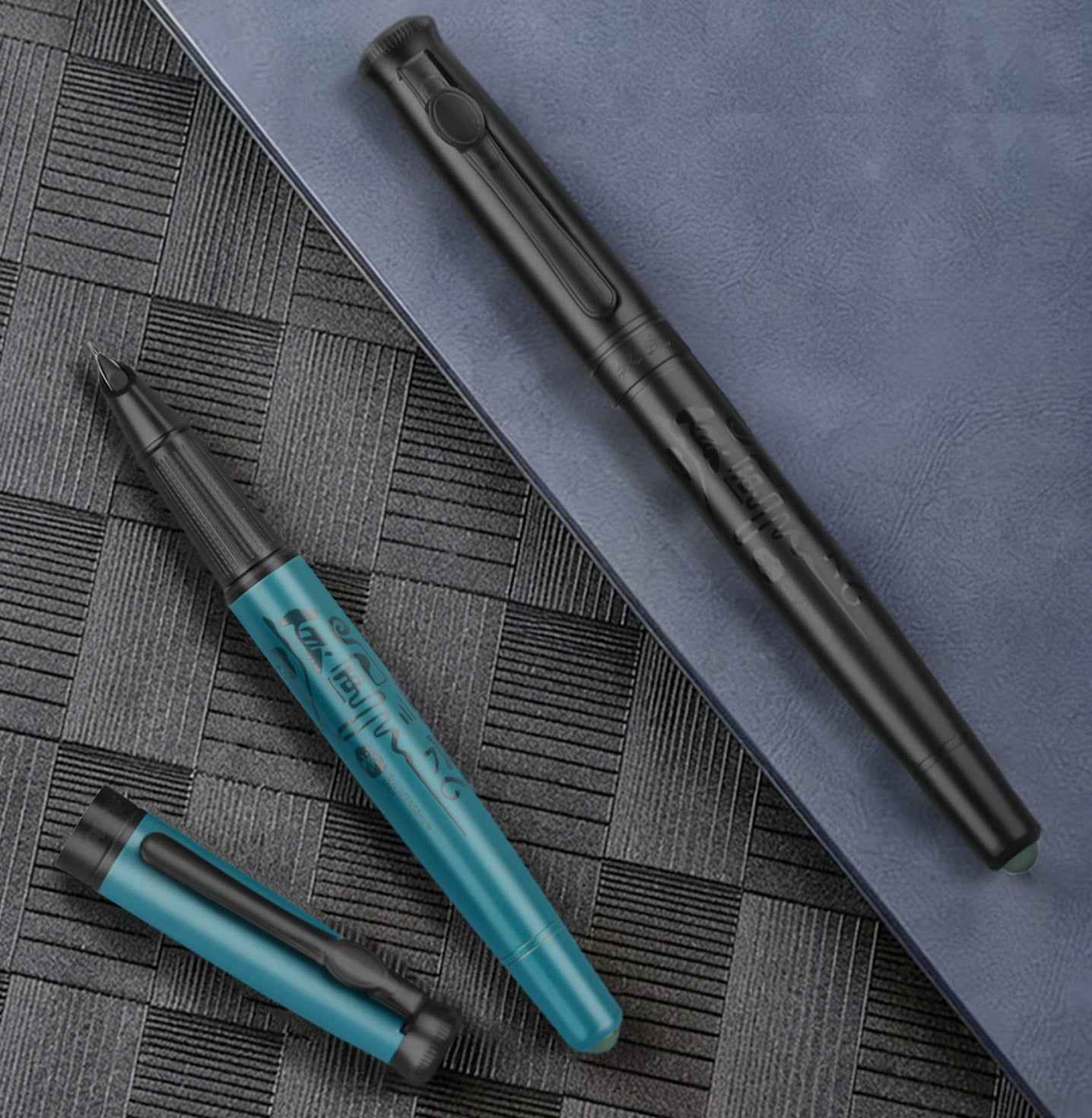 Wing Sung 9581 Fountain Pen 5 Nib Set – Metal Body Amber Green Obsidian