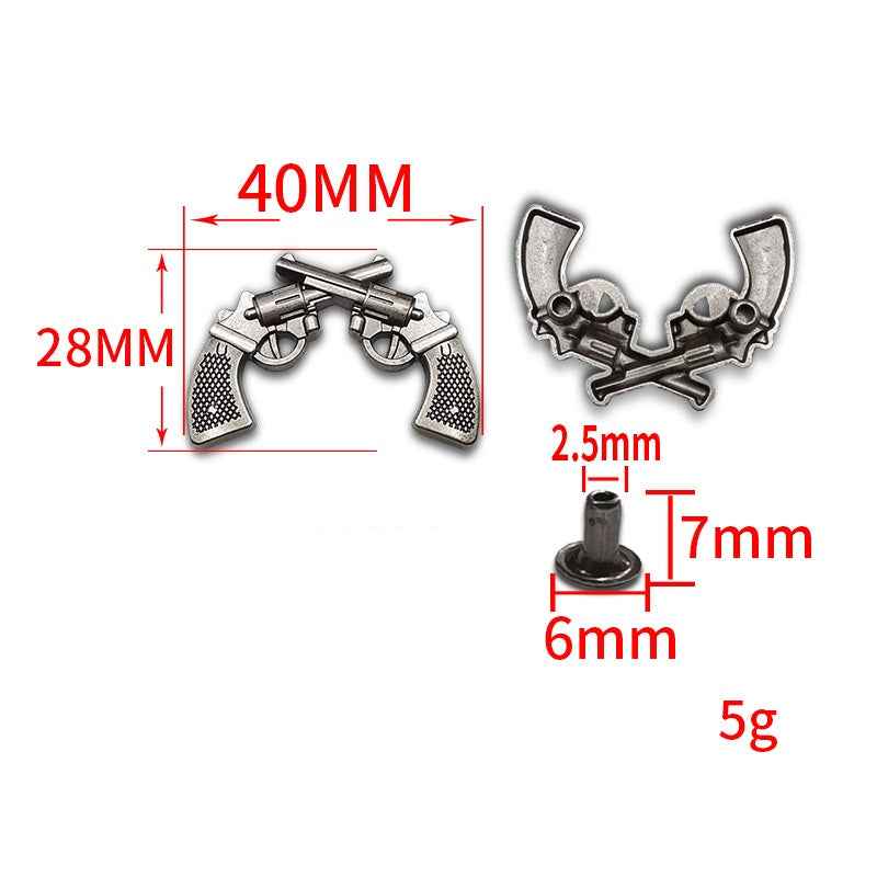 40x28mm antique silver double gun rivet studs; 6mm base, 7mm post