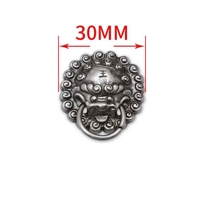 Drachen-Schraubniet, antik silber, 30 mm Durchmesser, Ringbügel vorn
