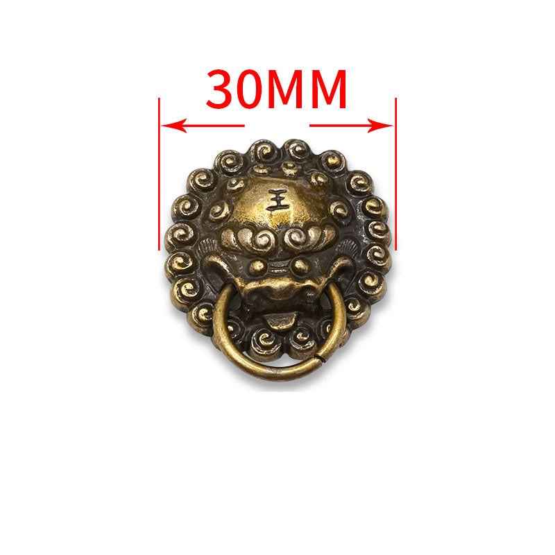 Drachen-Schraubniet, antik Bronze, 30 mm Durchmesser, Ringbügel vorn