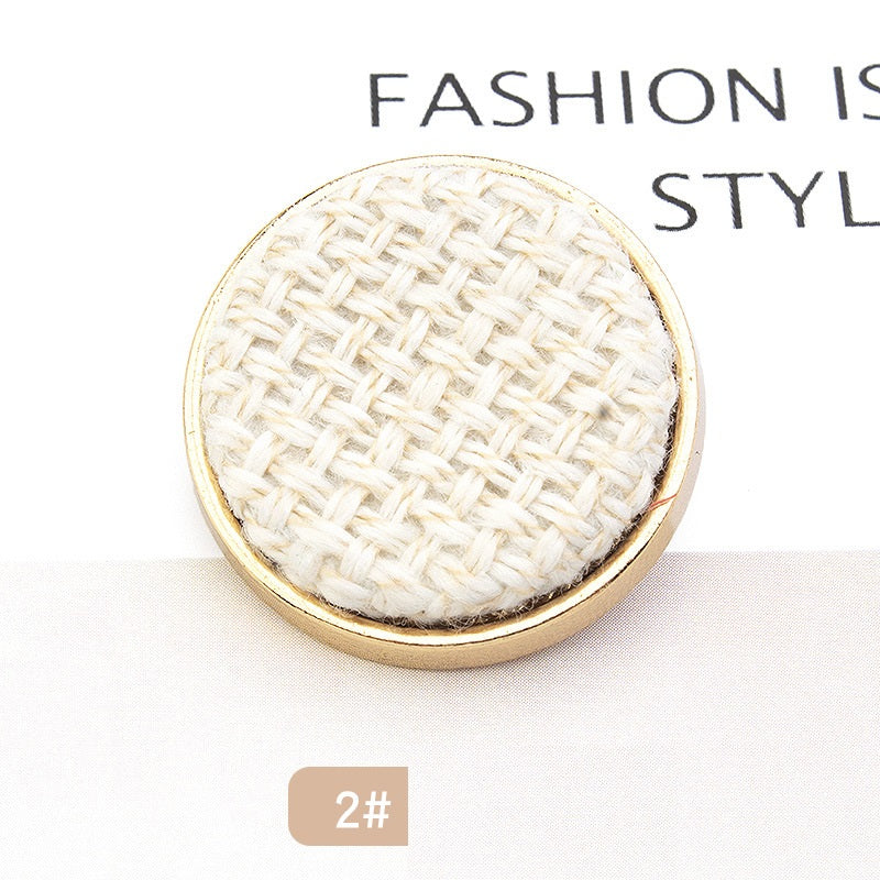 Black fabric-covered textured metal button, slim edge, 18/21/25mm
