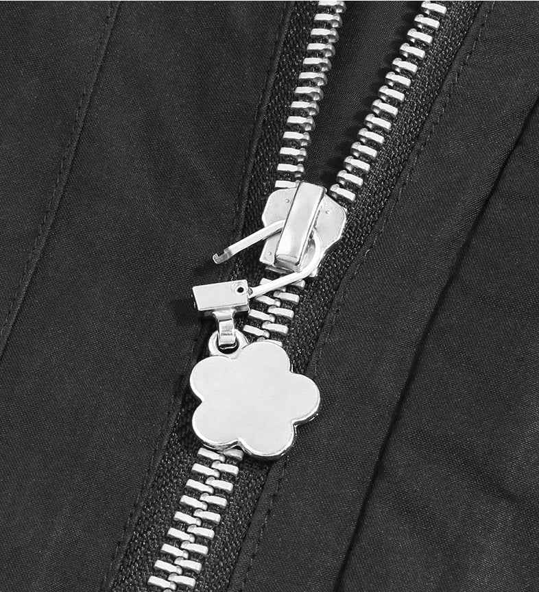 Detachable flower-shaped zipper pull sliders, metal charms in black, white, gold (set of 15)