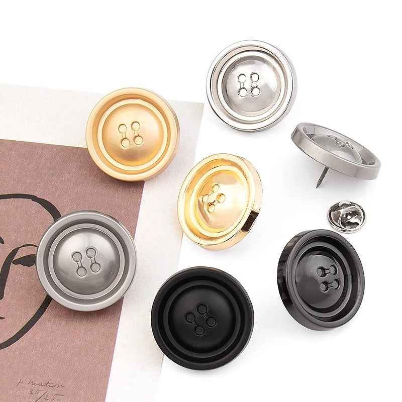 No-sew detachable pin snap buttons, assorted metal colors and pin backs