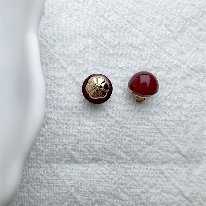 10mm half-moon resin buttons, assorted colors, metallic petal backs (60 pcs)