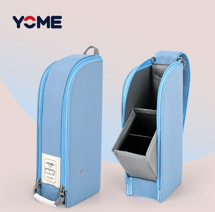 YOME Large Capacity Standing Pencil Case Blue