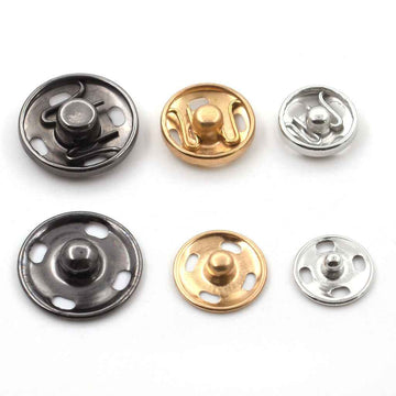 Metall-Snap-Buttons, 3 Farben: silber, gold, dunkelgrau, runde Platten mit Stiften