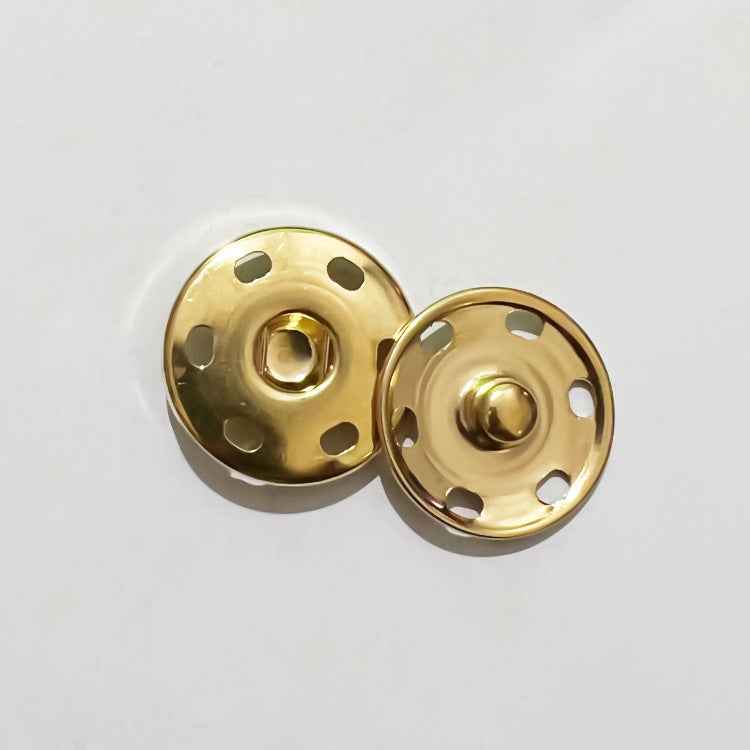 Goldene Metall-Snap-Buttons, Paar, runde Befestigungsplatten mit zentraler Druckkappe