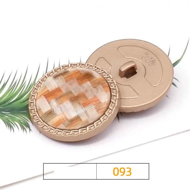 Knopf-Set 18/23/25 mm, Farbe 93: rund, gewebtes Cover mit braunem Rand