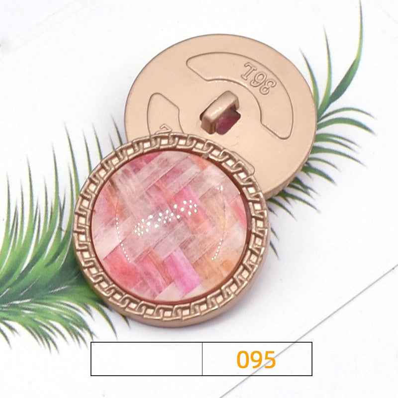 Knopf-Set 18/23/25 mm, Farbe 95: rund, gewebtes Cover, rosafarbenes Muster