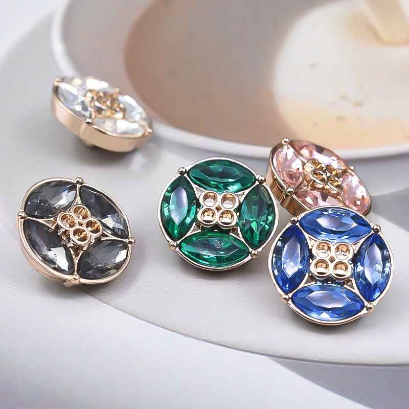 Boutons à tige strass multicolores, lot de 10