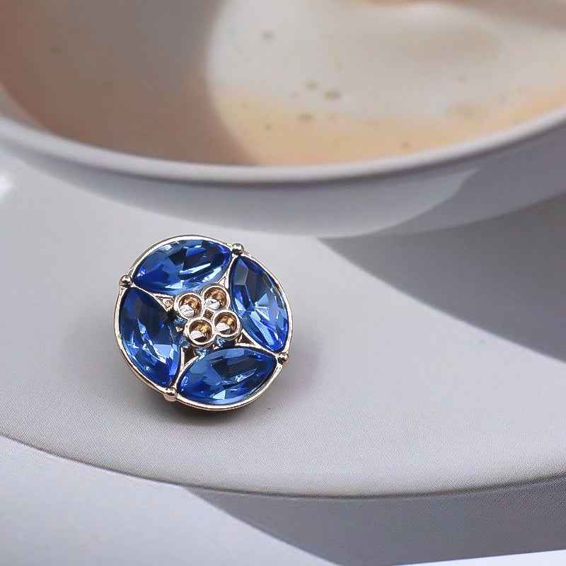 Boutons à tige strass bleus, 12,5-18 mm, lot de 10