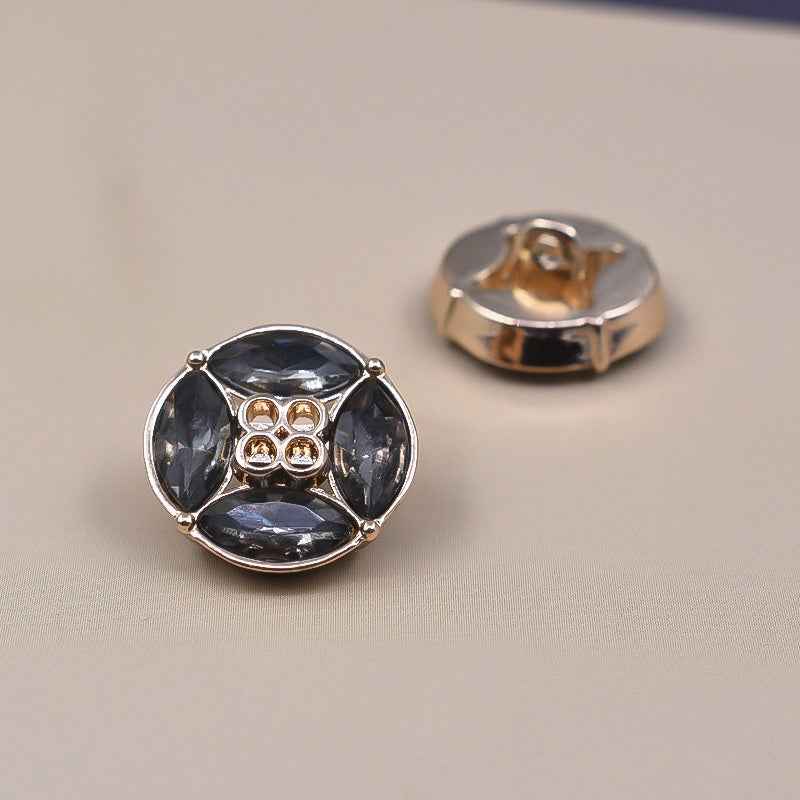 Boutons à tige strass gris foncé, 12,5-18 mm, lot de 10