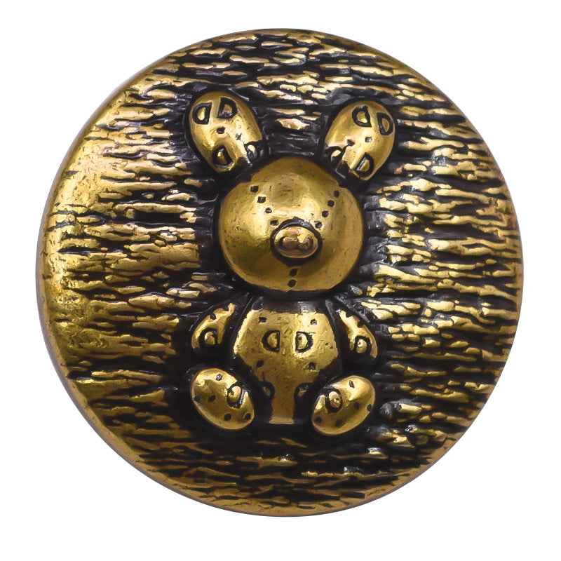 Gold round rabbit embossed metal shank buttons, vintage style