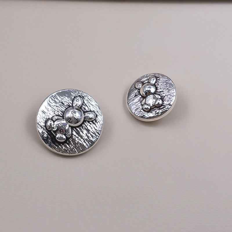 Gold round rabbit embossed metal shank buttons, vintage style
