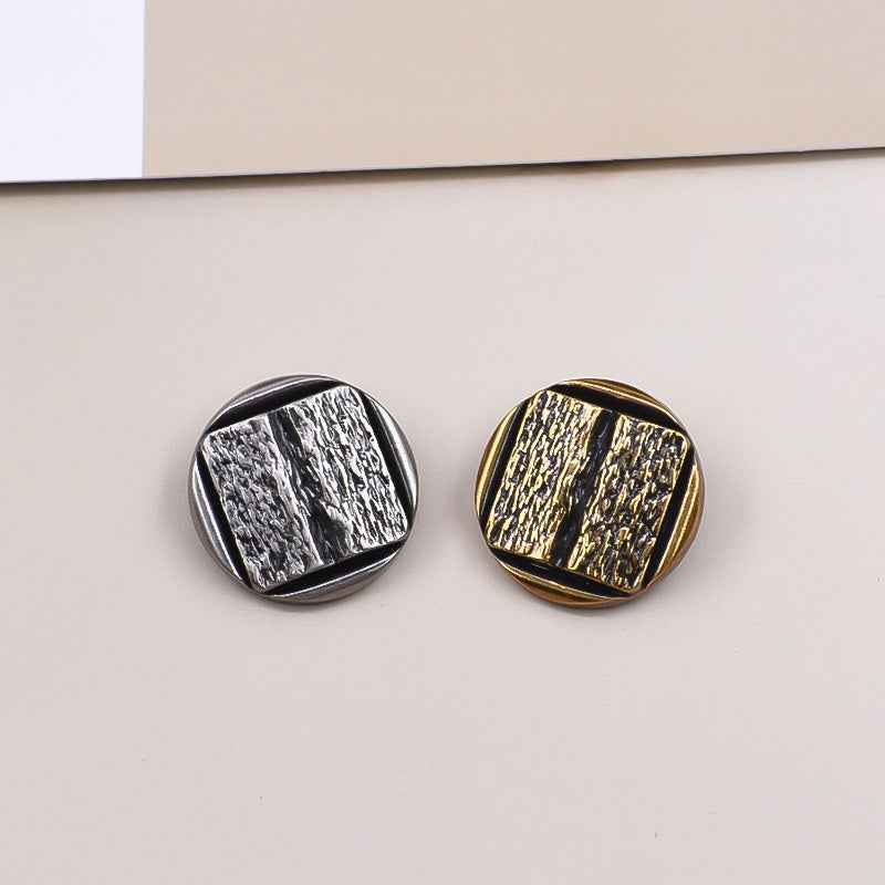 Vintage metal shank buttons: gold and silver, concave textured fronts