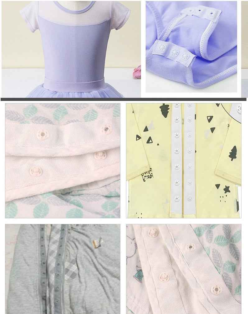 Sew-on snap fastener tape attached to clothing plackets and cuffs with round snaps