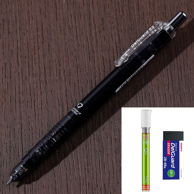 ZEBRA DelGuard Limited Edition Clear Mechanical Pencil 0.5 mm with Lead Refills & Eraser Black
