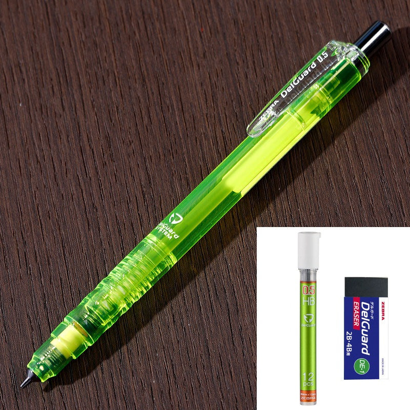 ZEBRA DelGuard Limited Edition Clear Mechanical Pencil 0.5 mm with Lead Refills & Eraser Yellow