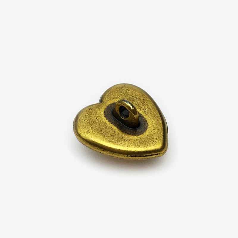 15mm heart button back, gold-tone metal with shank/loop