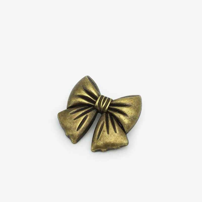 Vintage bronzefarbener 3D Schleifenknopf für Kleider, zweilagig, mit Öse