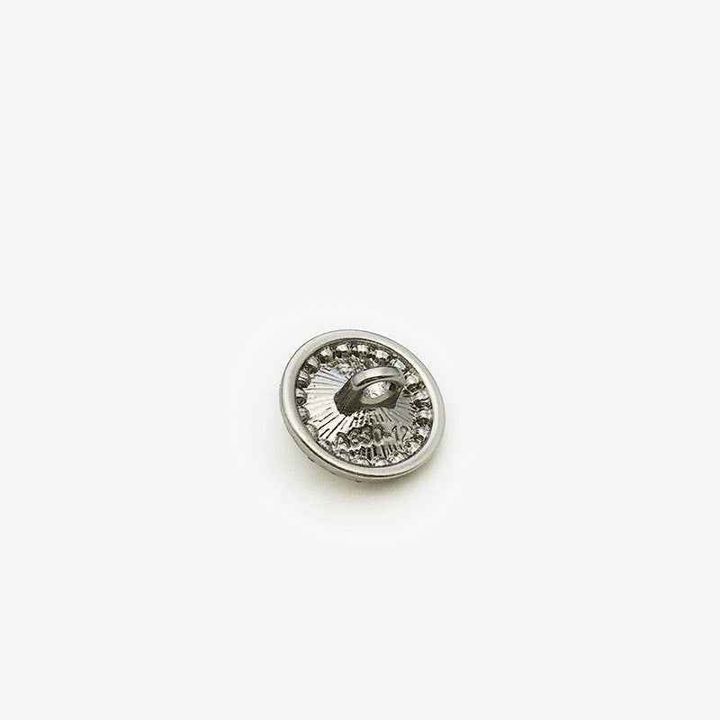 Rhinestone crystal button back with metal shank, silver tone