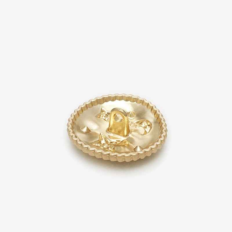 Goldfarbene Zierknöpfe mit Stern-, Mond- und Strass-Applikationen, Metall-Schaft